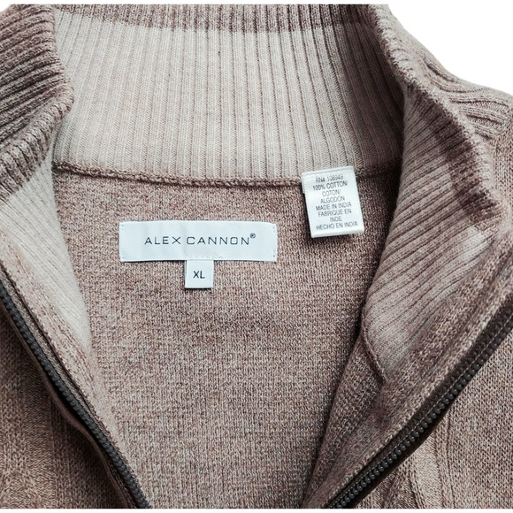 Alex Cannon Cable Knit 1/4 Zip Mens Pullover Sweater Elbow Patch Toasty Beige XL - Picture 6 of 8